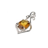 APP: 0.4k Fine Jewelry 3.00CT Oval Cut Citrine And White Sapphire Sterling Silver Pendant