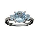 APP: 0.9k Fine Jewelry 3.00CT Mixed Cut Blue Topaz And Platinum Over Sterling Silver Ring