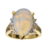 APP: 3.7k 14 kt. Yellow/White Gold, 3.95CT Opal And Diamond Ring