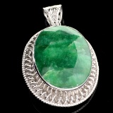 APP: 3.5k 95.04CT Oval Cut Green Beryl and Sterling Silver Pendant