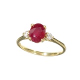 APP: 1k Fine Jewelry 14KT Gold, 1.53CT Red Ruby And White Sapphire Ring