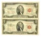 Rare (2) 1953 $2 U.S. Red Seal Notes