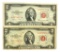 (2) 1963 $2 U.S. Red Seal Notes