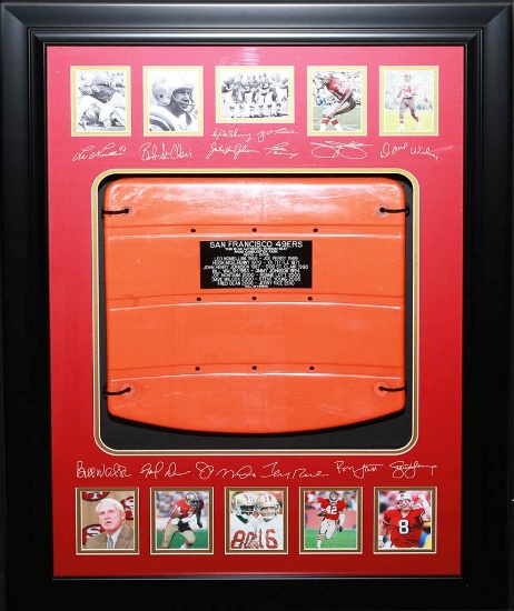 49ers Hall of Fame Collage with Engraved Seat