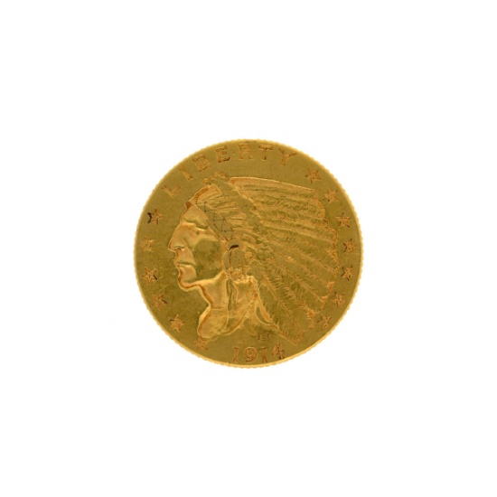 *1914-D $2.5 Indian Head Gold Coin (DF)