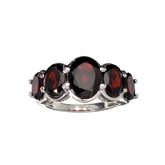 APP: 0.4k Fine Jewelry 5.42CT Oval Cut Almandite Garnet And Sterling Silver Ring