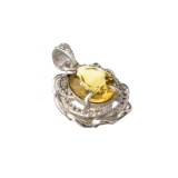 APP: 0.8k Fine Jewelry 2.50CT Oval Cut Citrine And White Sapphire Over Sterling Silver Pendant