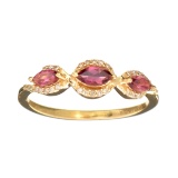 Designer Sebastian 14KT Gold 0.27CT Pink Tourmaline and 0.06CT Round Brilliant Cut Diamond Ring