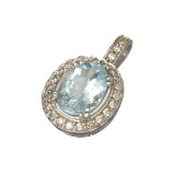 APP: 4.7k Fine Jewelry 14kt. White Gold, 2.50CT Light Blue Beryl Aquamarine And Diamond Pendant