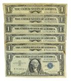 (6) 1957 $1 U.S. Silver Certificates