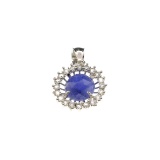 Fine Jewelry Designer Sebastian 3.80CT Cabohon Tanzanite and White Topaz Sterling Silver Pendant