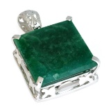 APP: 1.4k 64.72CT Square Emerald Cut Emerald And Sterling Silver Pendant