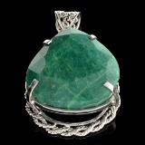 APP: 3.5k 96.65CT Pear Cut Green Beryl and Sterling Silver Pendant