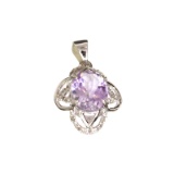 APP: 0.6k Fine Jewelry 2.50CT Purple Amethyst And White Sapphire Sterling Silver Pendant