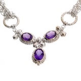 APP: 3.9k 10.33CT Oval Cut Amethyst Platinum Over Sterling Silver Necklace