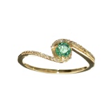 Designer Sebastian 14KT Gold 0.32CT Emerald and 0.07CT Round Brilliant Cut Diamond Ring