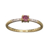 APP: 0.5k Fine Jewelry 14KT Gold, 0.23CT Red Ruby And Diamond Ring