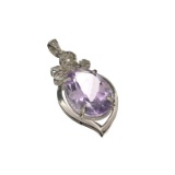 APP: 0.9k Fine Jewelry 10.70CT Purple Amethyst And White Sapphire Sterling Silver Pendant