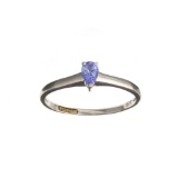 APP: 0.5k Fine Jewelry Designer Sebastian 0.20CT Pear Cut Tanzanite And Sterling Silver Ring