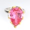 Platinum Overlay Sterling Silver French Pink Cubic Zirconium Ring