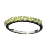 APP: 0.7k Fine Jewelry 0.85CT Round Cut Green Peridot And Platinum Over Sterling Silver Ring