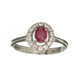 APP: 1.2k Fine Jewelry 0.50CT Ruby And Colorless Topaz Platinum Over Sterling Silver Ring