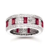 *Fine Jewelry, 14KT White Gold, 1.35CT Ruby And 0.85CT Diamond Ring (GL W3099R4-6)