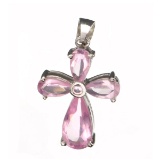 Fine Jewelry Designer Sebastian, French Cubic Zironia And Sterling Silver Cross Pendant