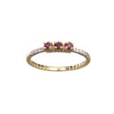 APP: 0.5k Fine Jewelry 14KT Gold, 0.19CT Red Ruby And Diamond Ring