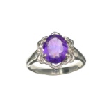 APP: 0.5k Fine Jewelry 3.04CT Purple Amethyst And White Sapphire Sterling Silver Ring