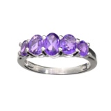 APP: 0.5k Fine Jewelry 1.00CT Oval Cut Purple Amethyst Quartz And Platinum Over Sterling Silver Ring