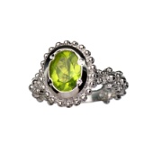 APP: 1.2k Fine Jewelry 1.50CT Oval Cut Green Peridot And Platinum Over Sterling Silver Ring