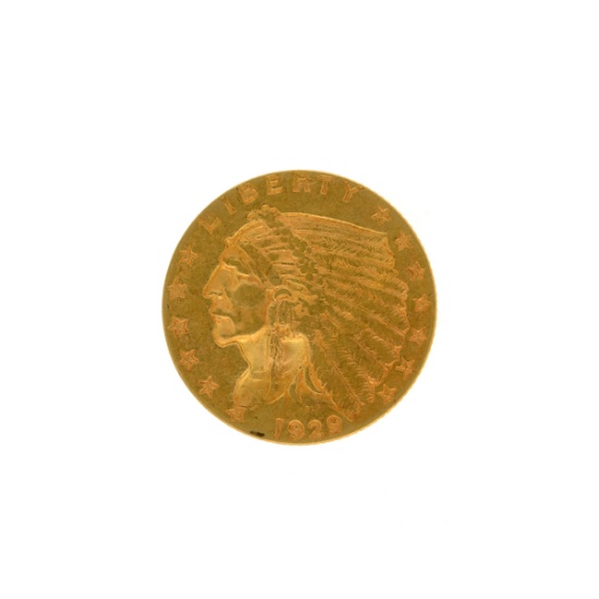 *1929 $2.5 Indian Head Gold Coin (DF)
