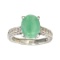 APP: 1k Fine Jewelry Designer Sebastian, 2.98CT Green Emerald And White Topaz Sterling Silver Ring