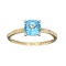 Designer Sebastian 14KT Gold, Cushion Cut Blue Topaz and 0.05CT Round Brilliant Cut Diamond Ring