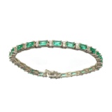 APP: 0.8k Fine Jewelry 6.65CT Green Crystal And Platinum Over Sterling Silver Bracelet
