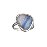 APP: 0.9k Fine Jewelry 4.91CT Free Form Multicolor Boulder Brown Opal And Sterling Silver Ring