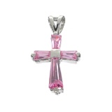 Fine Jewelry Designer Sebastian, French Cubic Zironia And Sterling Silver Cross Pendant