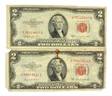 (2) 1953 $2 U.S. Red Seal Notes