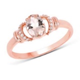 *Fine Jewelry 14K Rose Gold, 2.25CT Morganite Oval And White Round Diamond Ring (Q-R20309MGWD-14KR)