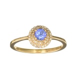 Designer Sebastian 14KT Gold 0.35CT Round Cut Tanzanite and 0.12CT Round Brilliant Cut Diamond Ring