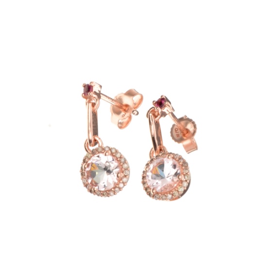 14KT Gold 1.20CT Morganite, 0.06CT Pink Tourmaline and 0.07CT Diamond Earrings