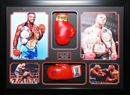Mike Tyson and Evander Holyfield Collage with Gloves