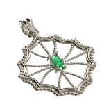 APP: 0.7k 0.15CT Marquise Cut Green Beryl Emerald And Platinum Over Sterling Silver Pendant