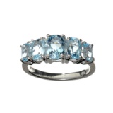 APP: 0.8k 2.07CT Oval Cut Blue Topaz And Platinum Over Sterling Silver Ring