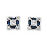 *Fine Jewelry, 14KT White Gold, 0.48CT Blue Sapphire And 0.40CT Diamond Earrings (GL WE460S4)