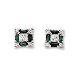 *Fine Jewelry, 14KT White Gold, 0.24CT Emerald And 0.40CT Diamond Earrings (GL WE460E4)