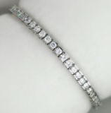 Platinum Over Sterling Silver Fancy French Cubic Zirconium Tennis Bracelet