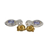 APP: 0.3k Fine Jewelry 0.28CT Marquise Cut Tanzanite Over Gold Sterling Silver Earrings