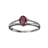 APP: 1k Fine Jewelry 0.80CT Oval Cut Red Ruby And Platinum Over Sterling Silver Ring